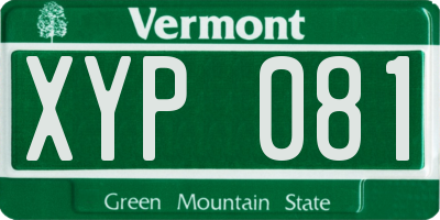 VT license plate XYP081