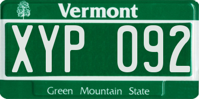 VT license plate XYP092