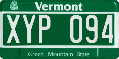 VT license plate XYP094