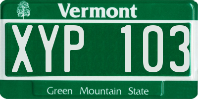 VT license plate XYP103