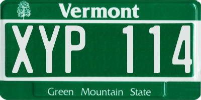 VT license plate XYP114