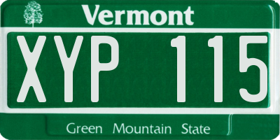 VT license plate XYP115