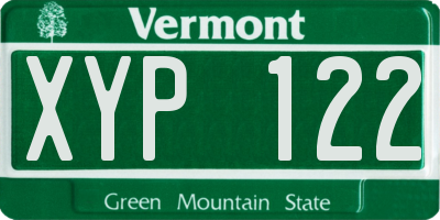 VT license plate XYP122
