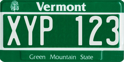 VT license plate XYP123
