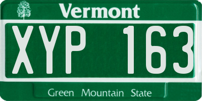 VT license plate XYP163