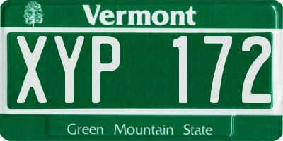 VT license plate XYP172