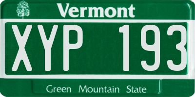 VT license plate XYP193