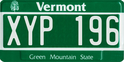 VT license plate XYP196