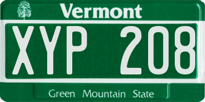 VT license plate XYP208