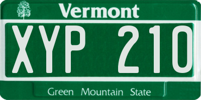 VT license plate XYP210