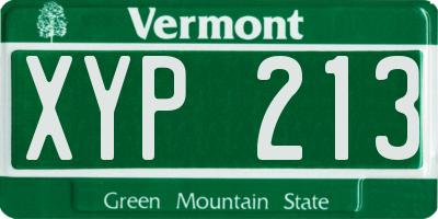 VT license plate XYP213
