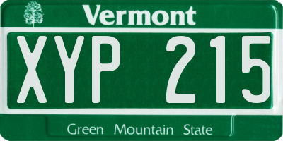 VT license plate XYP215