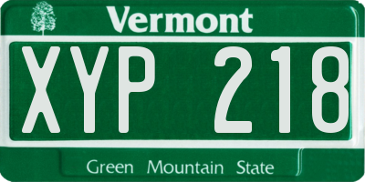 VT license plate XYP218