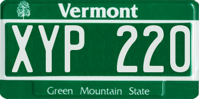 VT license plate XYP220