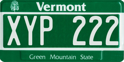 VT license plate XYP222