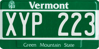 VT license plate XYP223