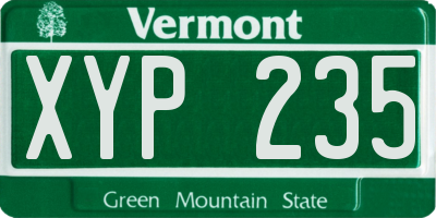 VT license plate XYP235