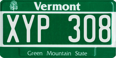 VT license plate XYP308