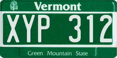 VT license plate XYP312