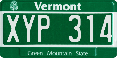 VT license plate XYP314