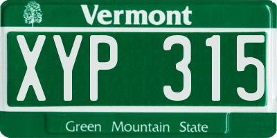 VT license plate XYP315