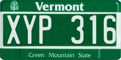 VT license plate XYP316