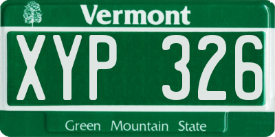 VT license plate XYP326