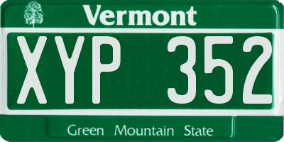 VT license plate XYP352