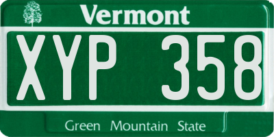 VT license plate XYP358