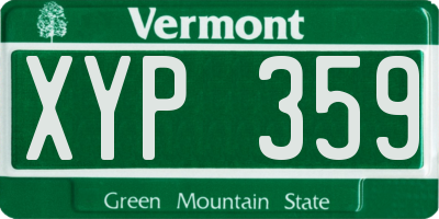 VT license plate XYP359