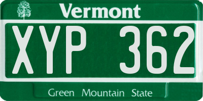 VT license plate XYP362