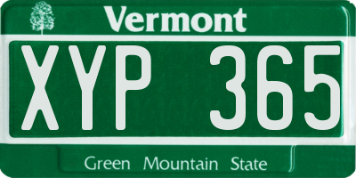 VT license plate XYP365