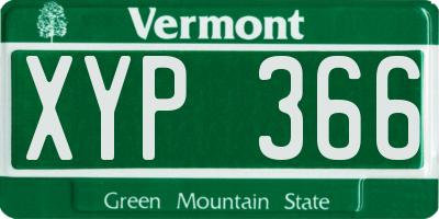 VT license plate XYP366