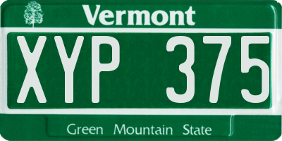 VT license plate XYP375