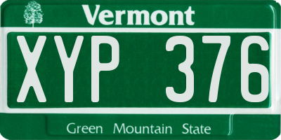 VT license plate XYP376