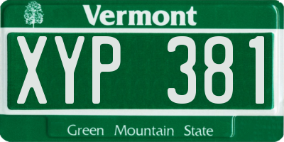 VT license plate XYP381