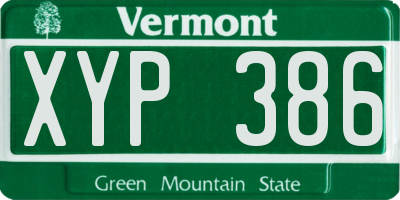 VT license plate XYP386