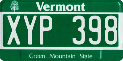 VT license plate XYP398