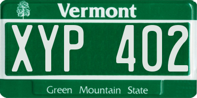 VT license plate XYP402