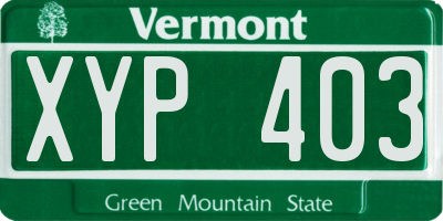 VT license plate XYP403