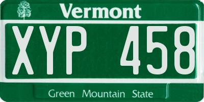 VT license plate XYP458