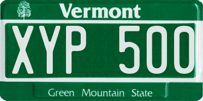 VT license plate XYP500