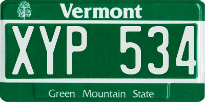 VT license plate XYP534