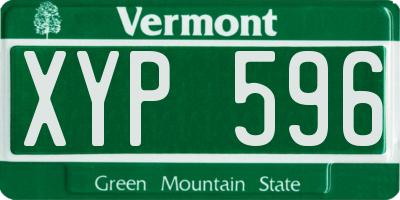 VT license plate XYP596