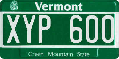 VT license plate XYP600