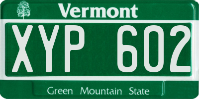 VT license plate XYP602