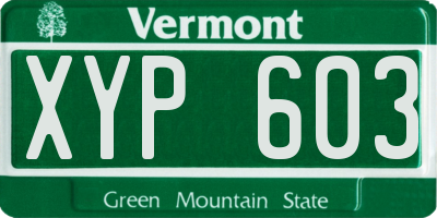 VT license plate XYP603