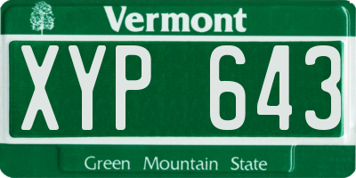 VT license plate XYP643