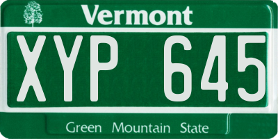 VT license plate XYP645
