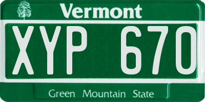 VT license plate XYP670